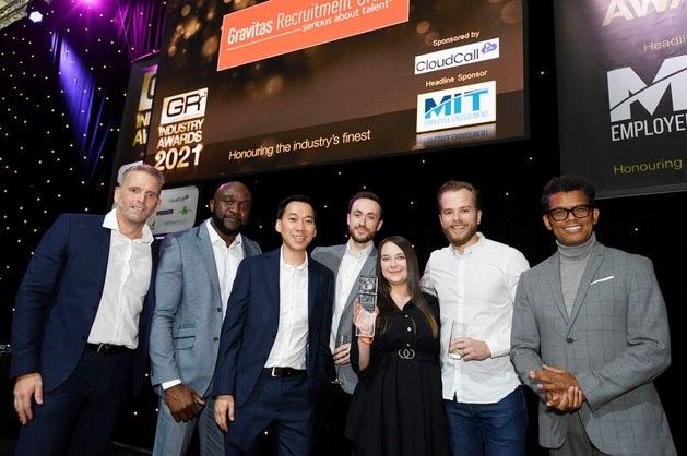Gravitas Team celebrating Global Recruiter Industry Awards 2021 win